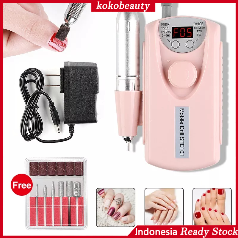 【Penjual Lokal】Alat Kikir Kuku Elektrik 30000 Rpm Portable Rechargeable Nail Drill Polisher Grinding Untuk Manicure