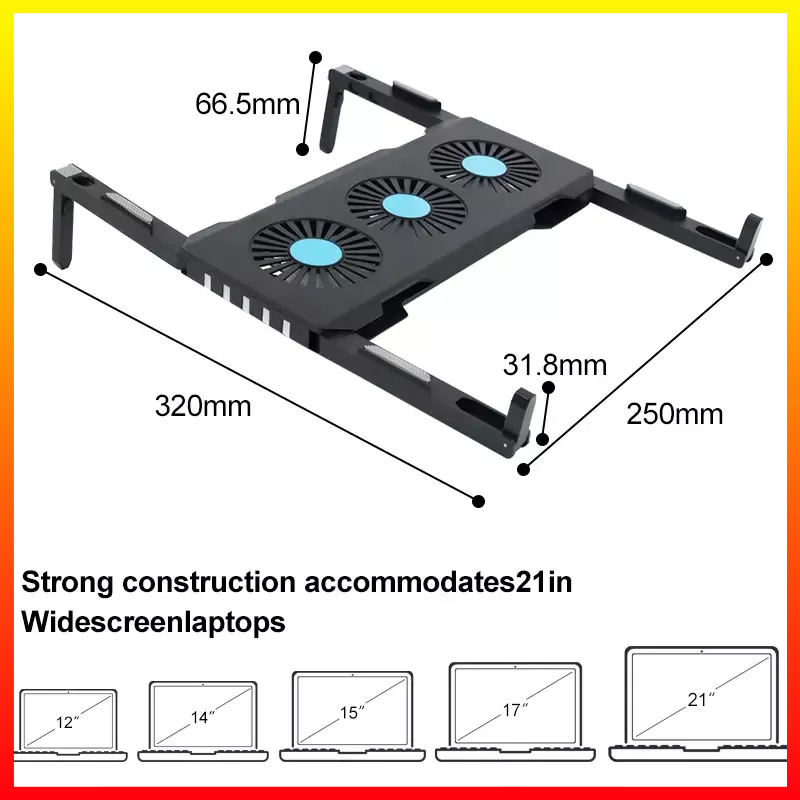 Cooling Pad Pendingin Portabel Laptop Notebook Komputer Tiga Inti Kipas Pemancar Cahaya RGB 4500 RPM SHIDUDO X1 - 7RCF4GBK