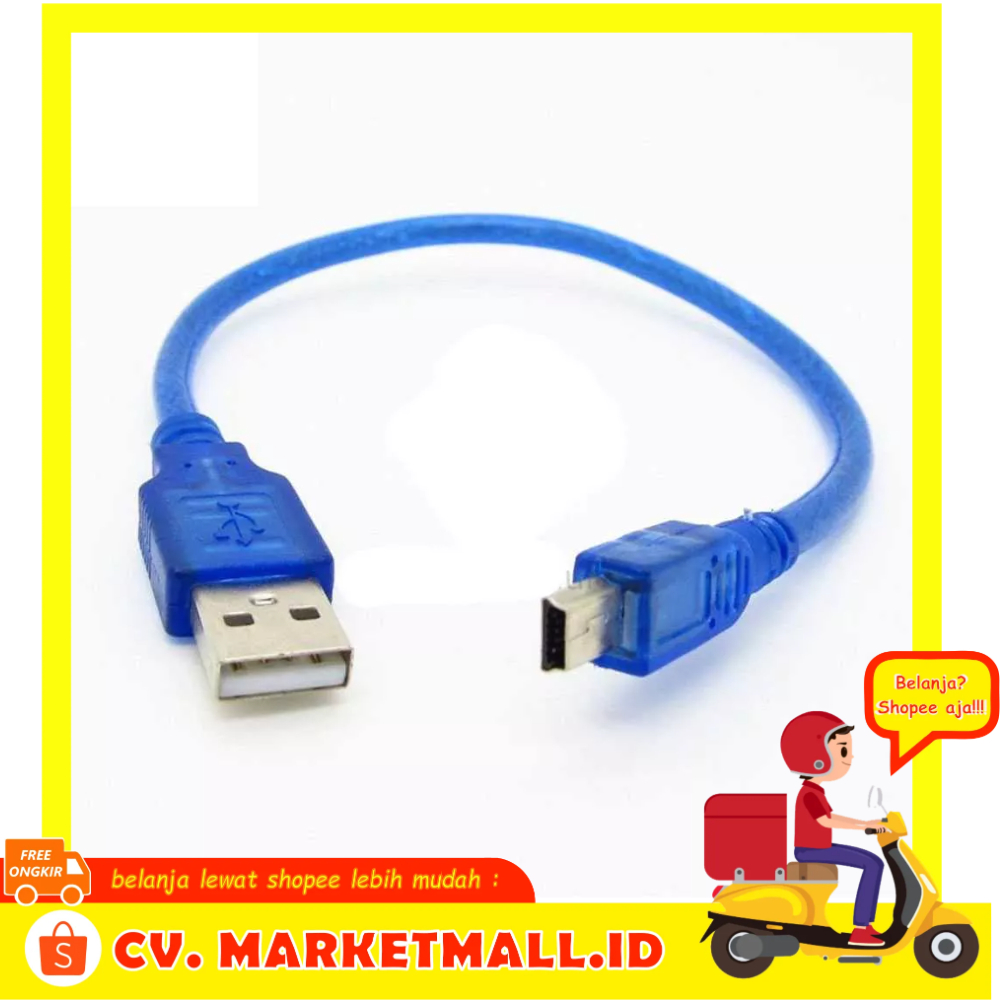 Kabel USB 2.0 A Male ke Mini USB B 5 Pin Male 30 Cm untuk PC Data Charging PS3 - OMUA1TXX