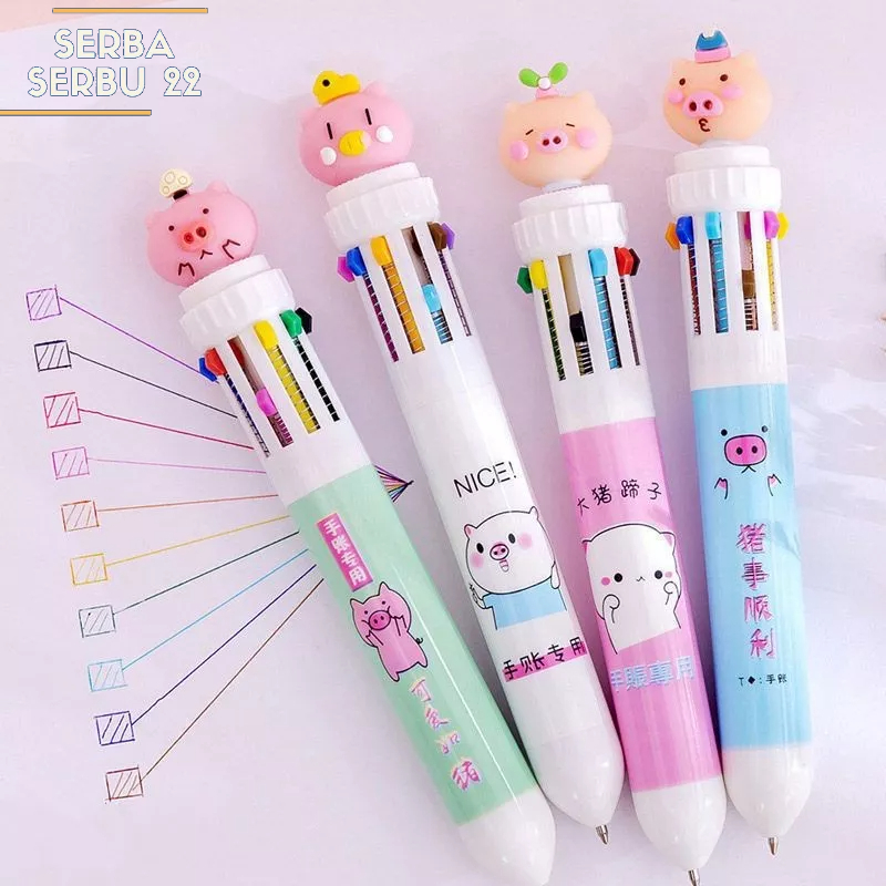 Pulpen 10 Warna Bulpen 10 Warna Bermotif lucu Pulpen Pulpen Anak Anak