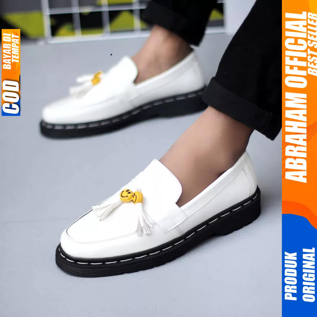 Sepatu Loafers Docmart Formal Casual Kulit Kerja Hitam Pria Smile