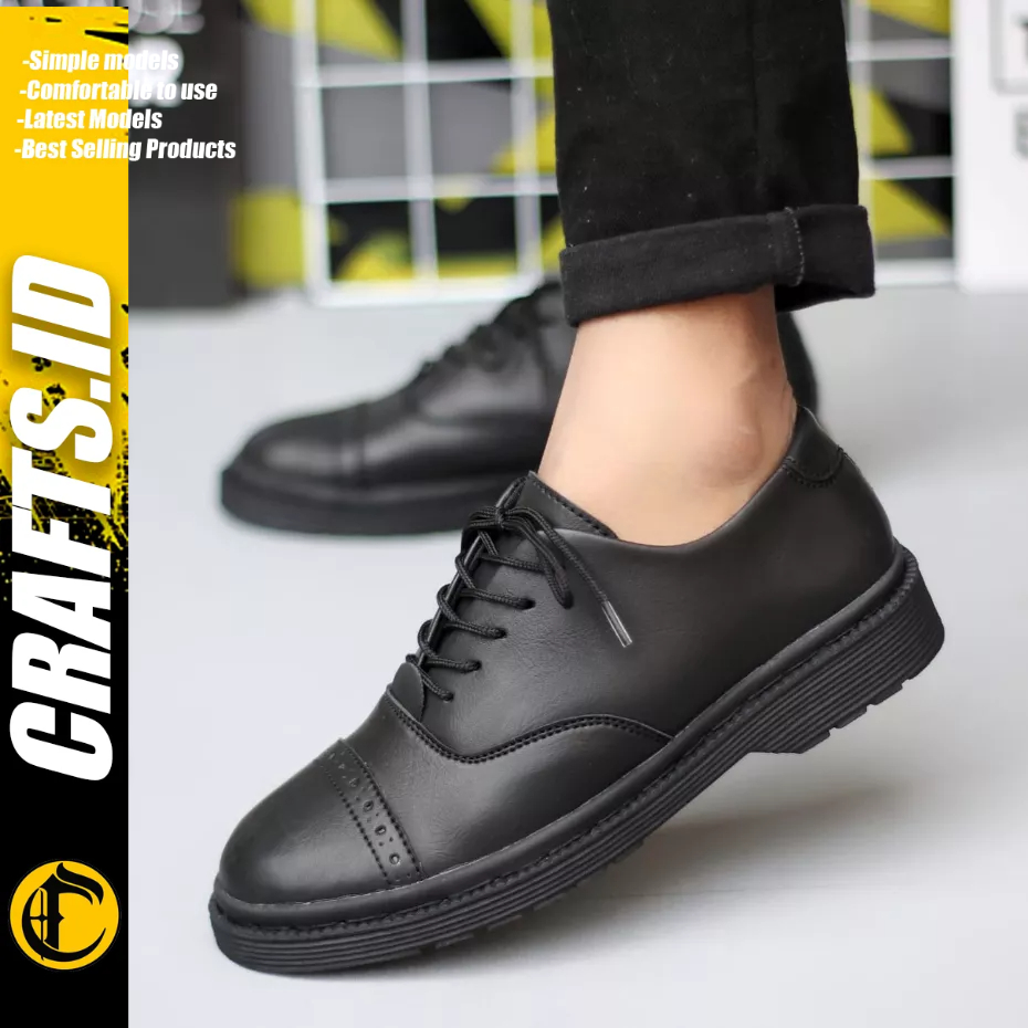 CRAFTS -  Sepatu Formal Pantofel Oxford Tali Hitam Kerja Pria