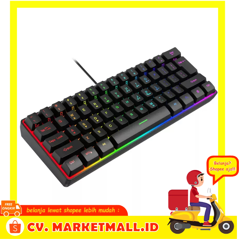 Keyboard Mini Gaming Kabel Lampu Latar RGB 61 Key Y-FRUITFUL K401 - 7RKY14BK