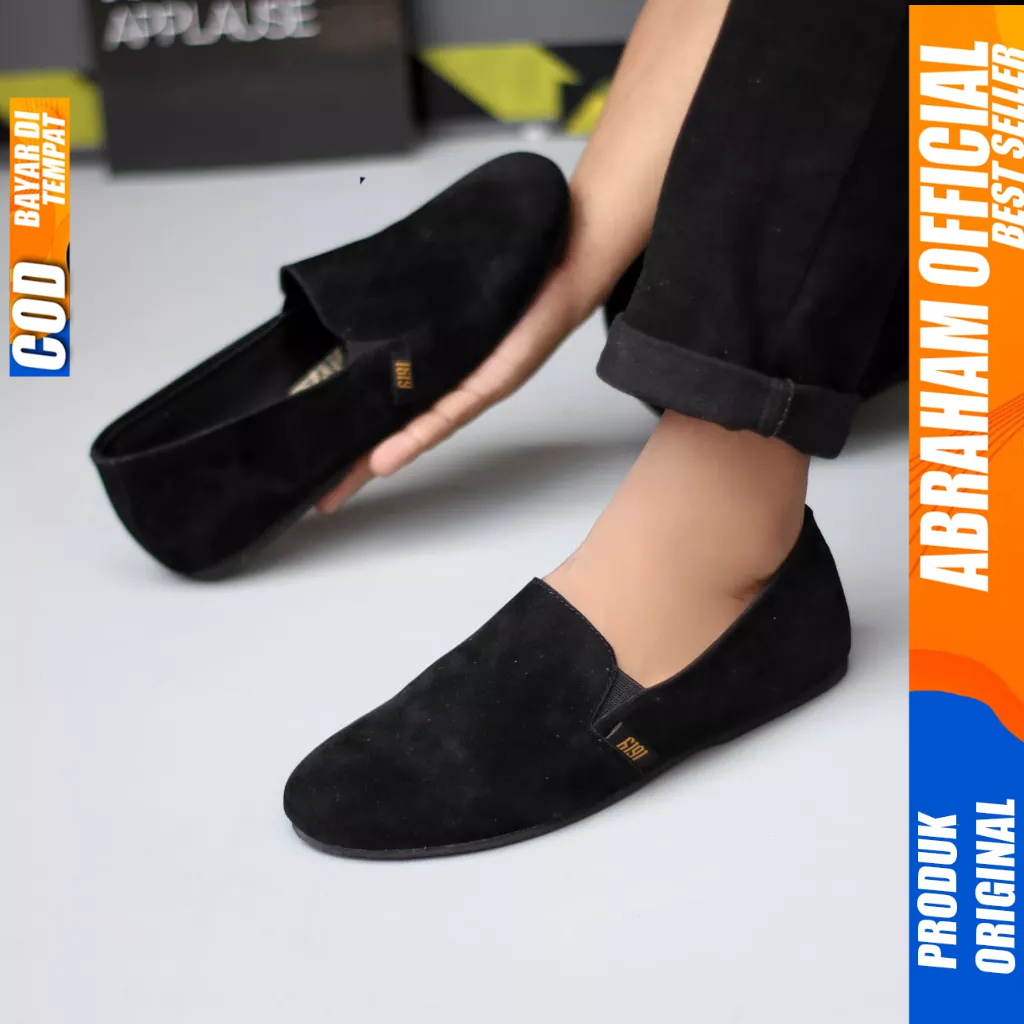 Sepatu Casual Slip On Slop Hitam Pria