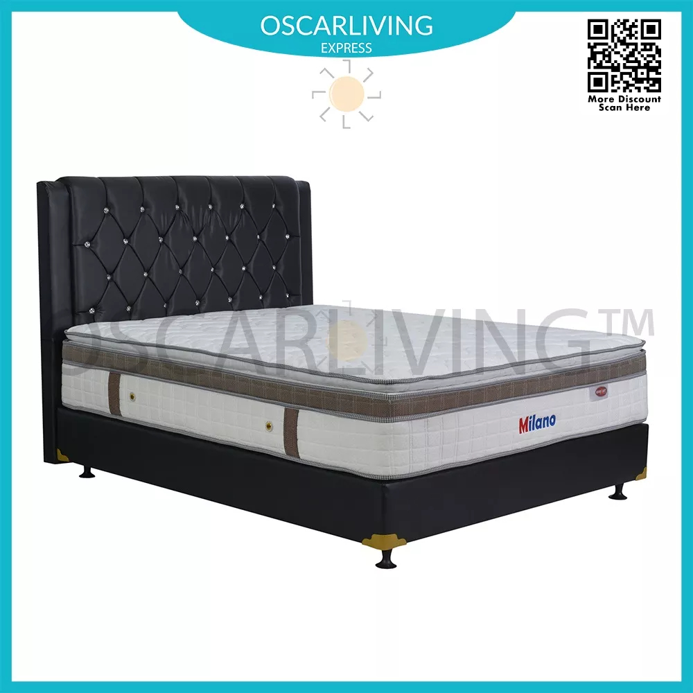 Eversoft Kasur Springbed Milano Latex Spring Putih HB Oxford Premium Oreo Spring Bed Fullset - Jabod