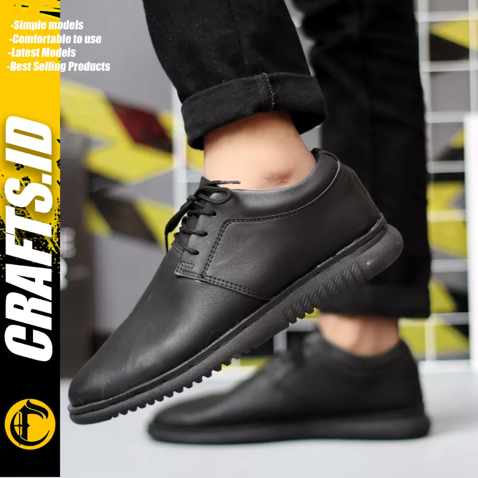 CERAFTS - Sepatu Formal Casual Hitam Kulit Pu Pria