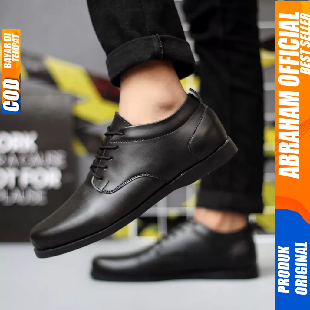 Formal Pantofel Kerja Oxford Hitam Tali Pria