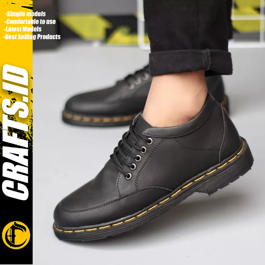 CRAFTS - Sepatu Formal Docmart Low Boots Tali Hitam Kerja Pris