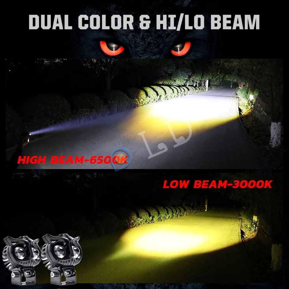 [COD] Lampu Tembak Laser LED D2 Owl 2 Warna Putih Kuning Jauh Dekat Lampu tembak Daymaker model OWL Dijamin Terang