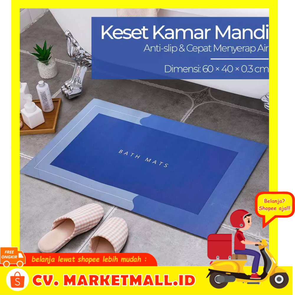 Karpet Keset Tikar Karet Lantai Pintu Kamar Mandi Tipis Lembut Cepat Kering Anti Slip DIATOM DT4 - 7CHK0IBL