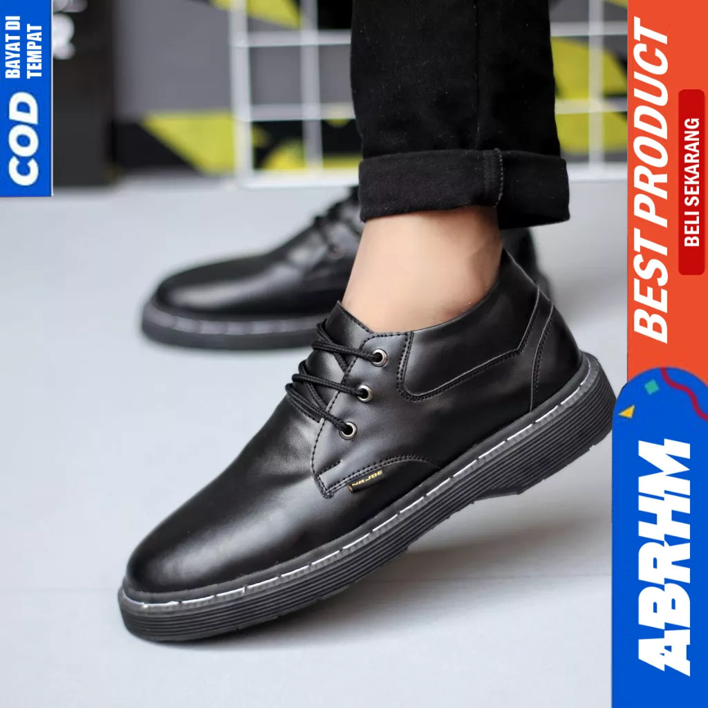 ABRHM Sepatu Pantofel Docmart Formal Hitam Kerja Pria