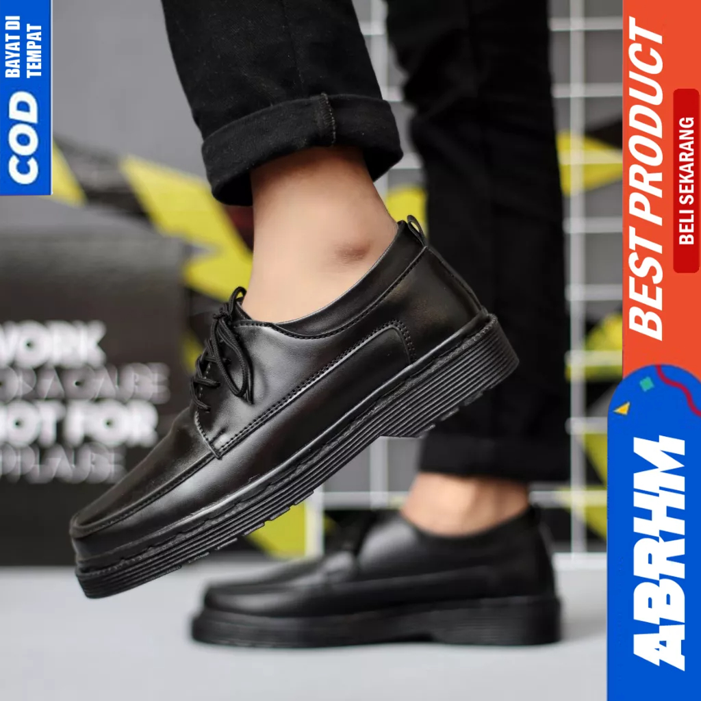 ABRHM Sepatu Pantofel Oxford Hitam Docmart Formal Pria