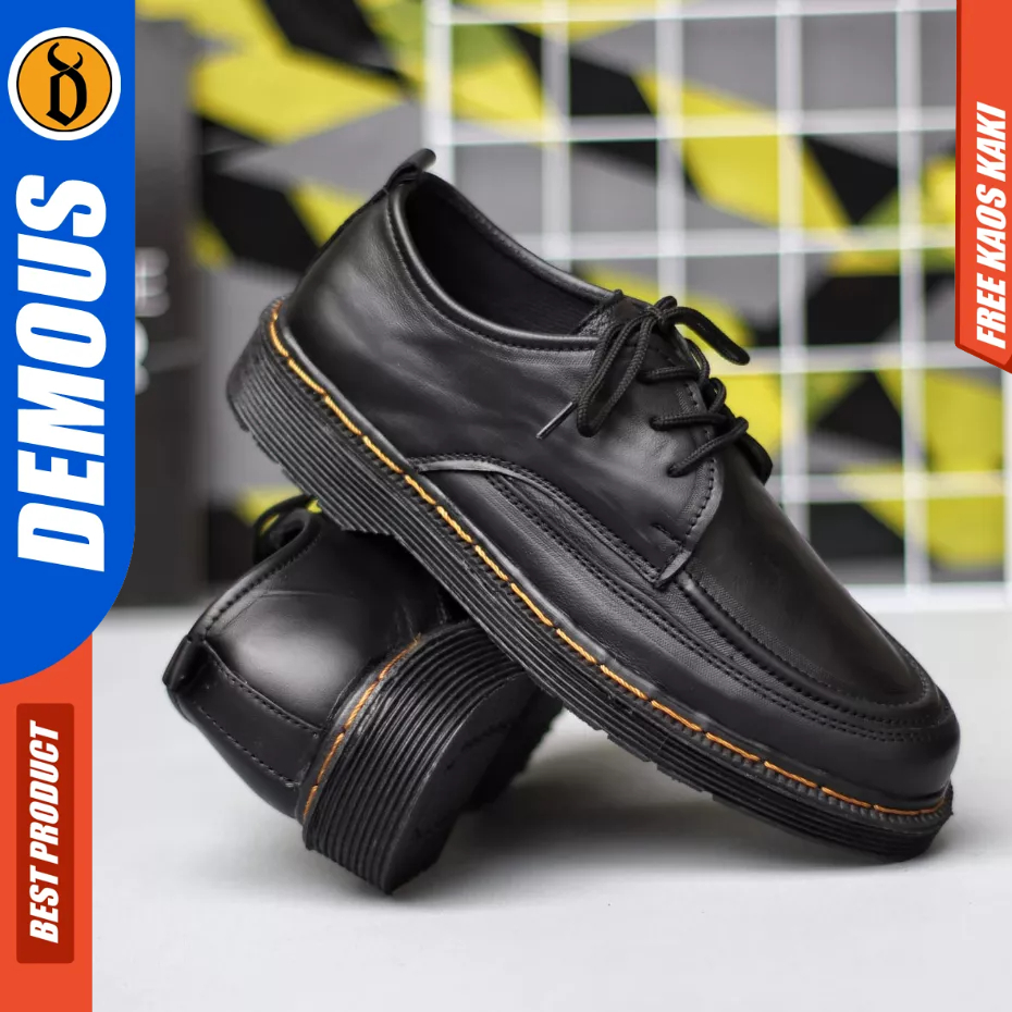 DEMOUS Shadowmoon - Sepatu Formal Formal full Black Kulit Kerja Pria