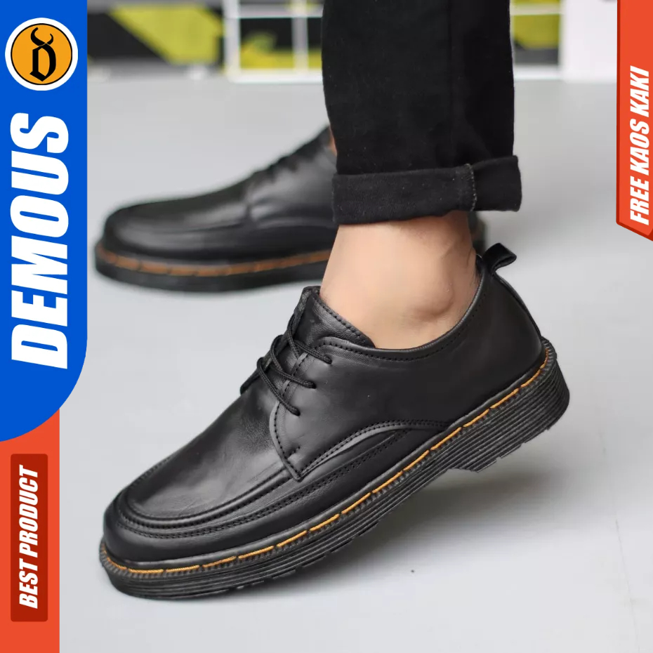 DEMOUS Shadowmoon - Sepatu Formal Formal full Black Kulit Kerja Pria