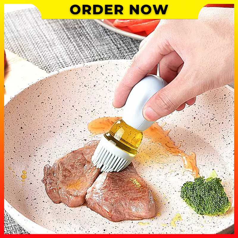 Botol Minyak Kaca Dengan Sikat Silikon Untuk Dapur Memasak BBQ Baking Air Fryer Pancake Urijik UR18 - 7CHXE4BR