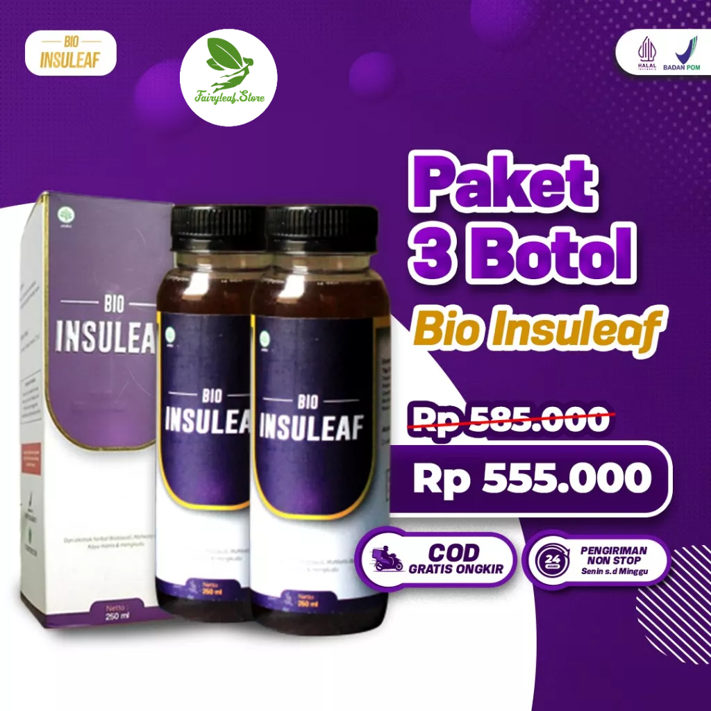 Bio Insuleaf Paket 3– Herbal Alami Bantu Atasi Kencing Manis Turunkan Gula Darah Asam Urat Kolesterol Cegah Gagal Ginjal &amp; Perbaikan Sel Yang Rusak