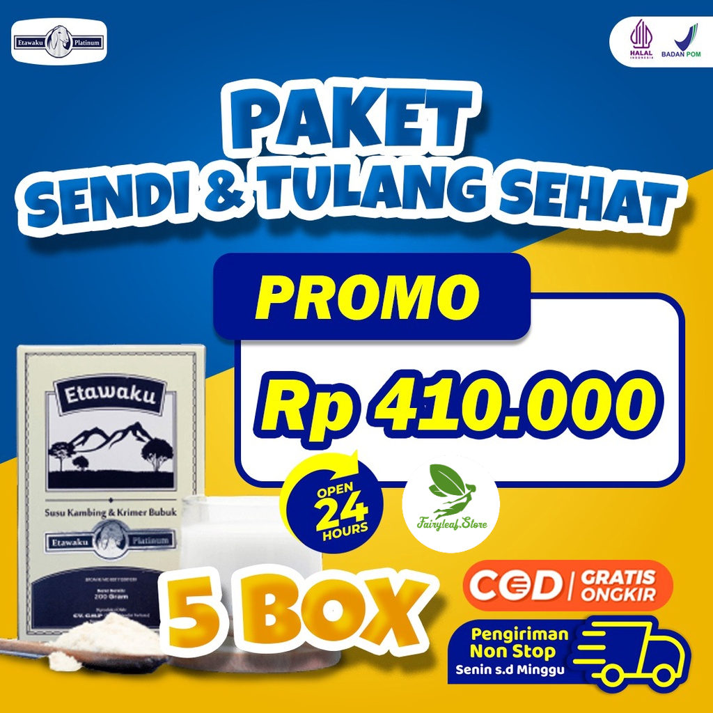 Paket Sendi &amp; Tulang Sendi 5 Box ETAWAKU PLATINUM - Susu Kambing &amp; Krimer Bubuk - Provit Etawa