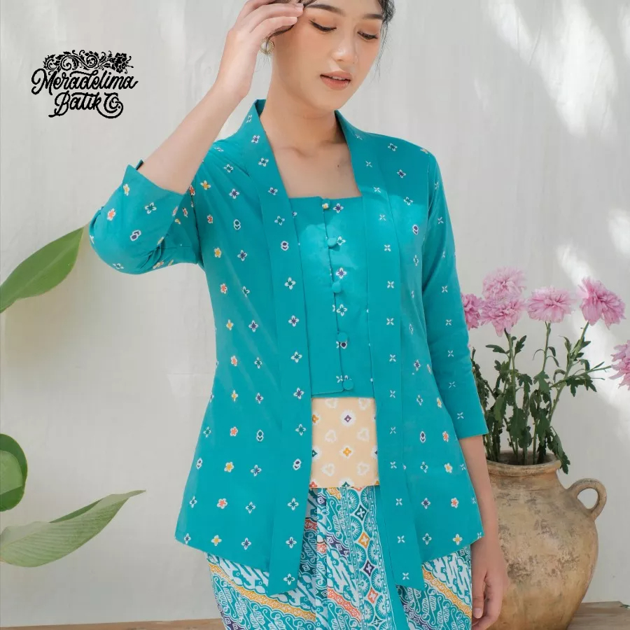 Kebaya Kutubaru Etnik Jasmine Lengan 7/8 Meradelima Katun Tosca