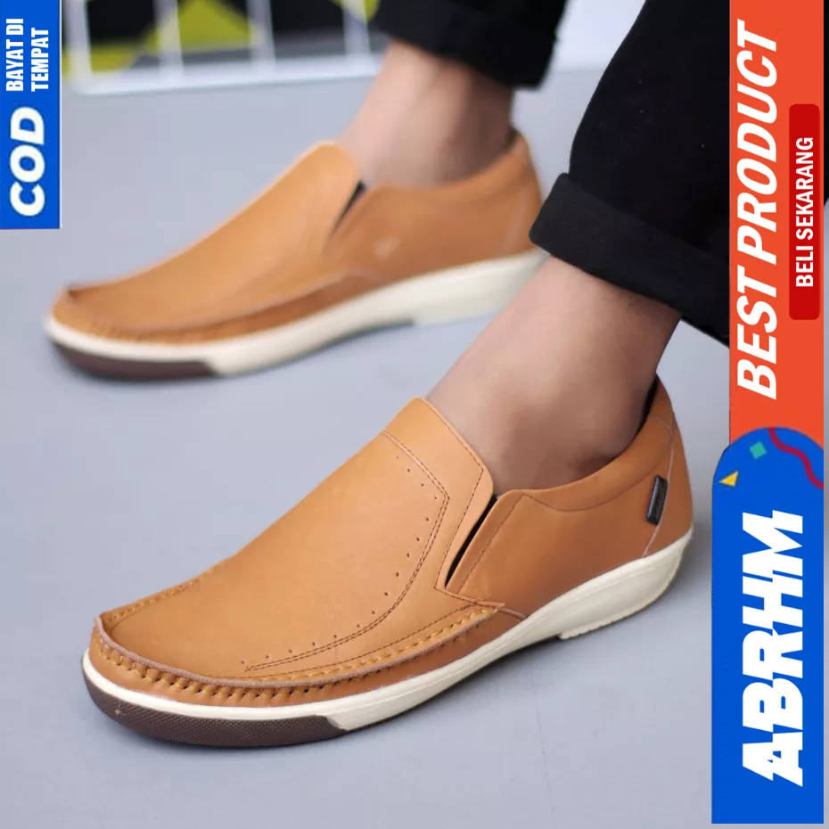 ABRHM Sepatu Formal Kulit Asli Casual Hitam Kerja Pria