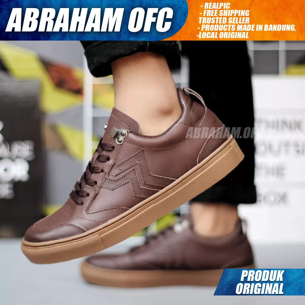 ABRAHAM Sepatu Formal Hitam Kulit Asli Casual Formal Tali Pria