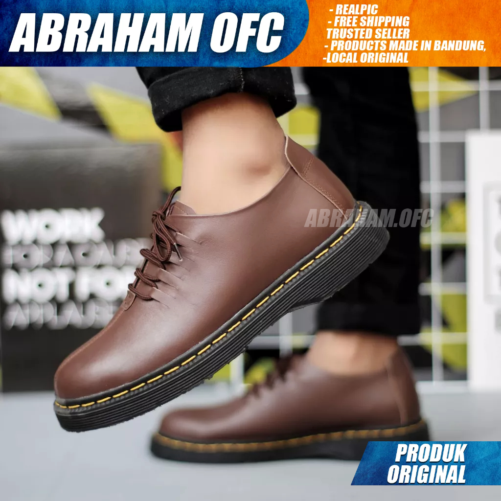 ABRAHAM Sepatu Pantofel Docmart Low Boot Formal Casual Kulit Hitam Kerja Pria