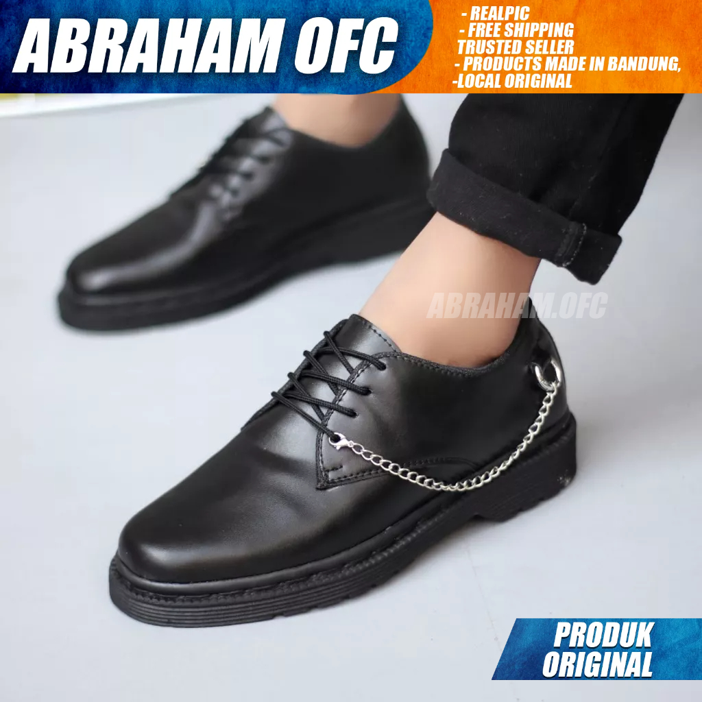 ABRAHAM Sepatu Pantofel Formal Docmart Low Boots Casual Kerja Hitam Pria