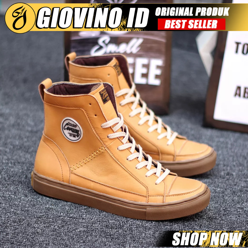 Sepatu Boots Pria Sneakers Kulit Asli Original Sepatu Casual Pria - Dante High