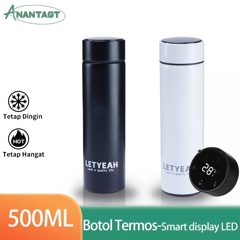 Letyeah &amp; Anantagt botol termos air led panas air dingin/Stainless Steel Thermos Indikator Suhu putih hitam