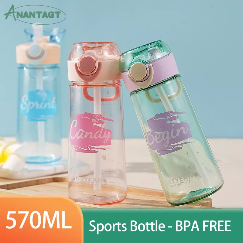 Letyeah &amp; Anantagt Botol Air Anak Sekolah Dengan Sedotan Anti Bocor 570ml/botol minum Olahraga Portable BPA FREE