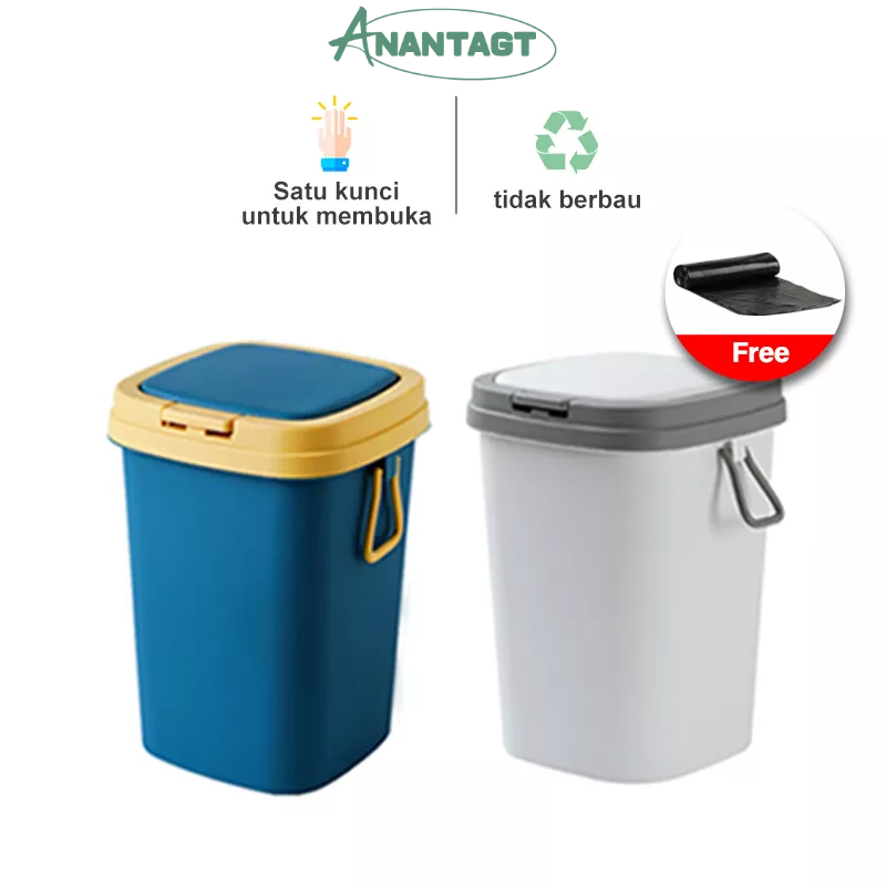 Letyeah &amp; Anantagt Tempat sampah Kamar mandi Dapur Besar dengan tombol Tutup Bentuk Persegi Plastik