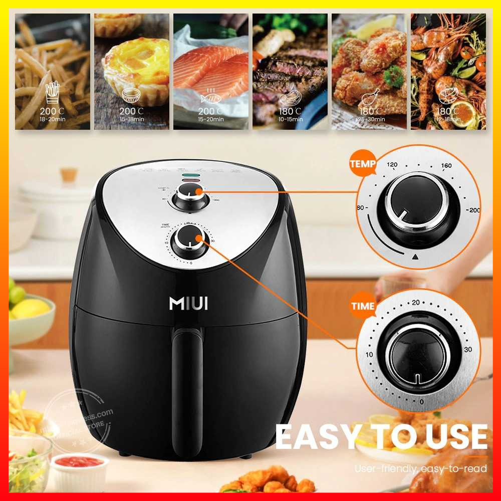 Mesin Penggoreng Udara Bebas Minyak Sehat 5L Air Fryer Button Version MIUI AF-01 - WIHZ02BK