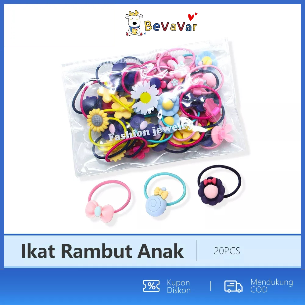 BEVAVAR 20Pcs Ikat Rambut Anak Lucu Ikatan Aksesoris Rambut Anak Korea