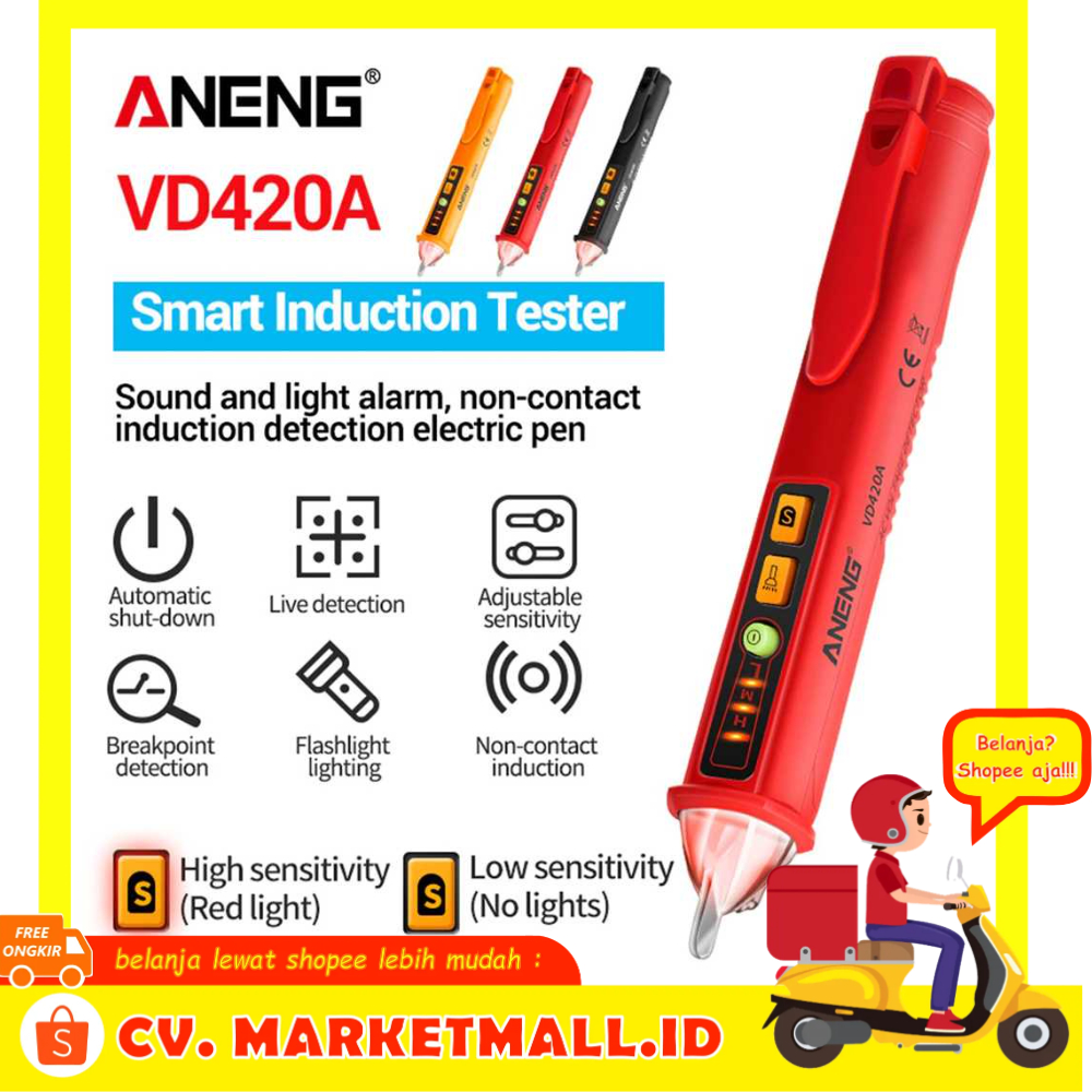 Tampilan LED Tester Pen Non Contact AC Voltage Detector 12-1000 V ANENG - MBOT2XBK