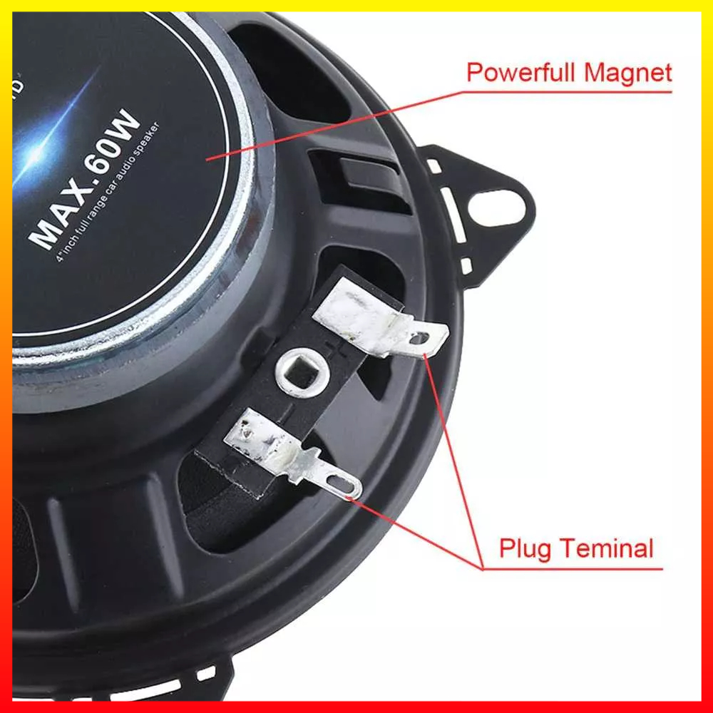 Speaker Coaxial Stereo Subwoofer Pintu Mobil Stereo HiFi 4 Inch 2 Way 60W 2 PCS LaBo - 7RRSBSBK