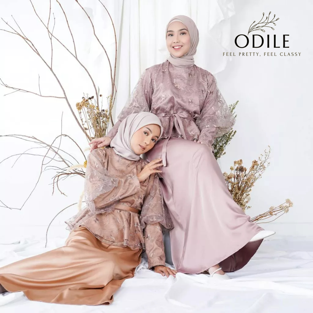 Odile - Dress Wanita Muslim / Gamis Simple dan Elegan / Dress Muslimah / Aiden Tile Bordir Dress