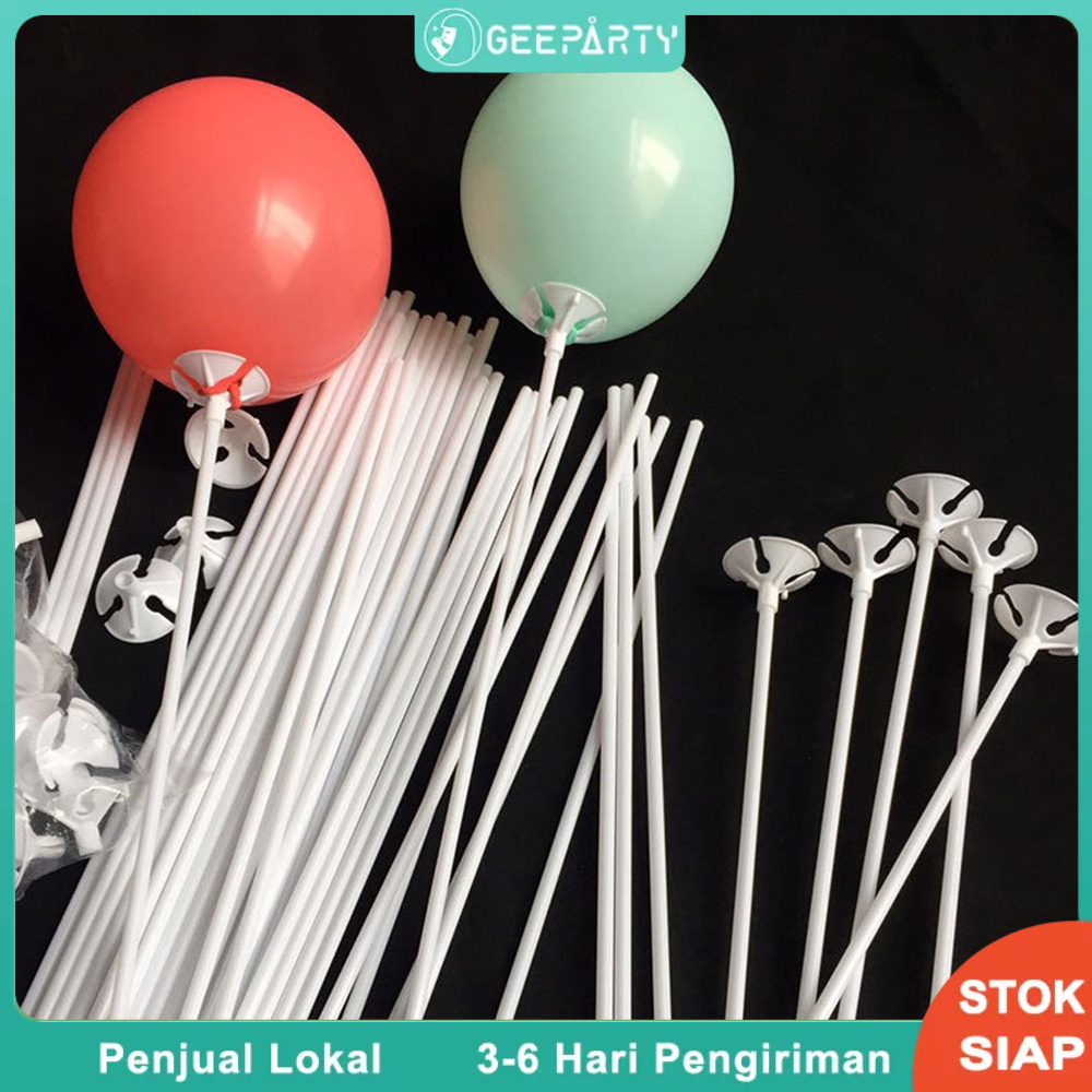 25 pcs 12 inci Pemegang Tongkat Balon Putih Murni untuk Alat Aksesoris Balon Pesta Perlengkapan Dekorasi Ulang Tahun