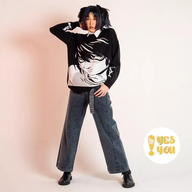 Yesyou Lawliet Black Oversized Knitwear