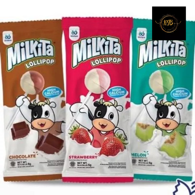 

PERMEN MILKITA LOLIPOP COKLAT STROBERI MELON