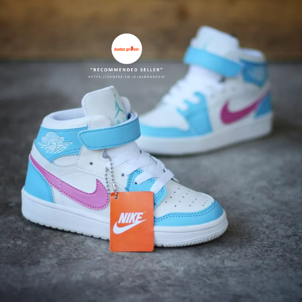 PROMO Sepatu Sneakers Anak | Nike Air Jordan Kids Ice Blue White Premium, Tampilan Mewah, Harga Termurah