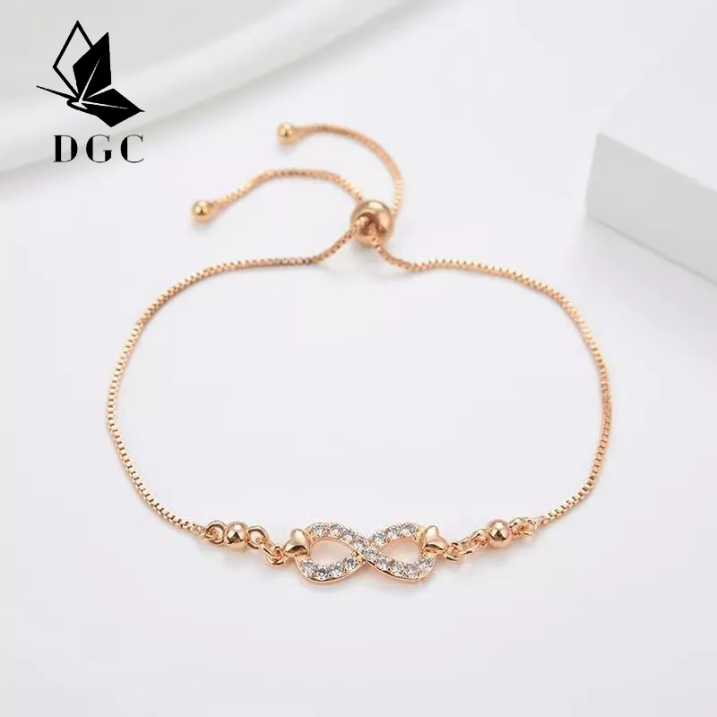 D.G.C✨COD✅Gelang Titanium Wanita Anti Karat Lapis Eams Cantik Berlian Cinta Korean Style Fashion Aksecoris Gelang Serut Perhiasan Dawasa D822