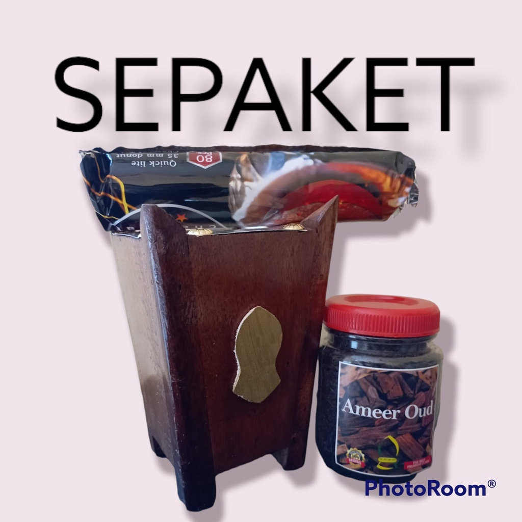 PAKETAN PERAPEN MABKHARAT KAYU SEDANG  DAN BUHUR AMEER OUD SERTA ARENG MAGIC