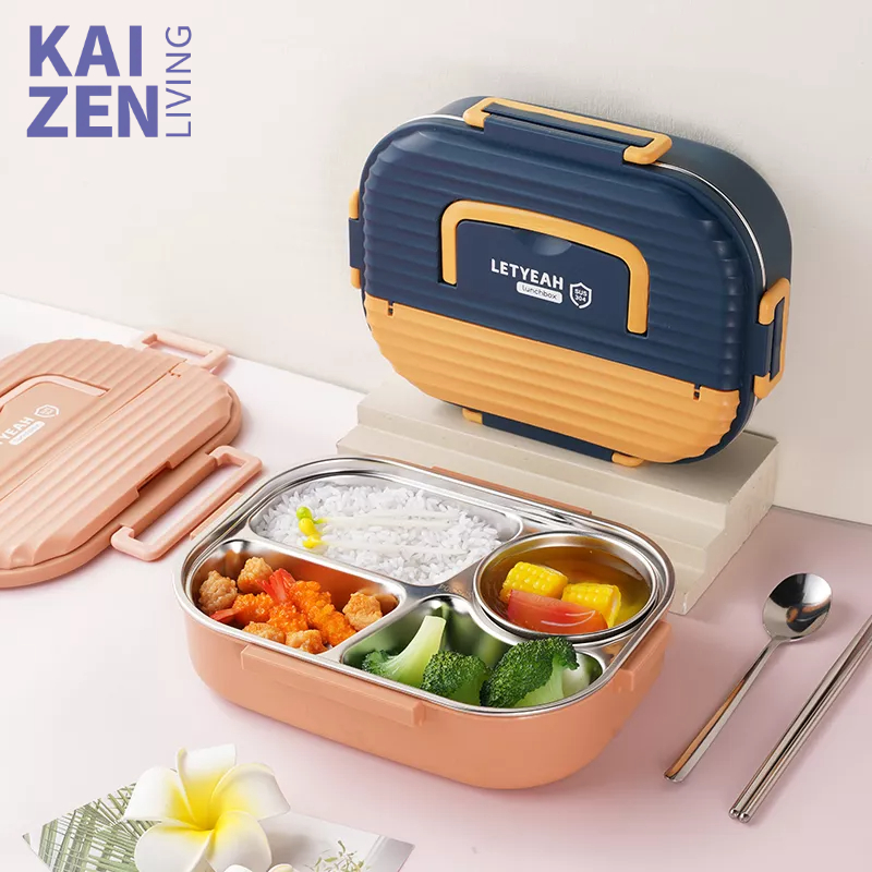 Letyeah &amp; Kaizenliving Kotak Makan free Mangkuk Sup Stainless /Lunch Bento Box Stainless Anti Tumpah