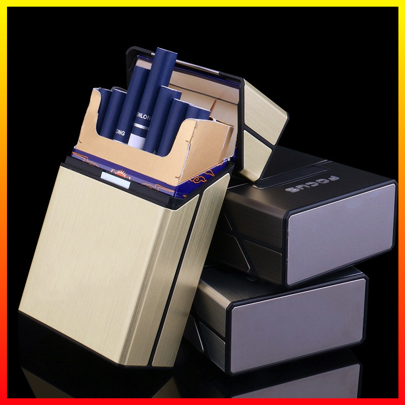 Kotak Keamanan Bungkus Rokok Elegan Desain Premium Aluminium Case Cigarete Firetric - OMTHRPBK