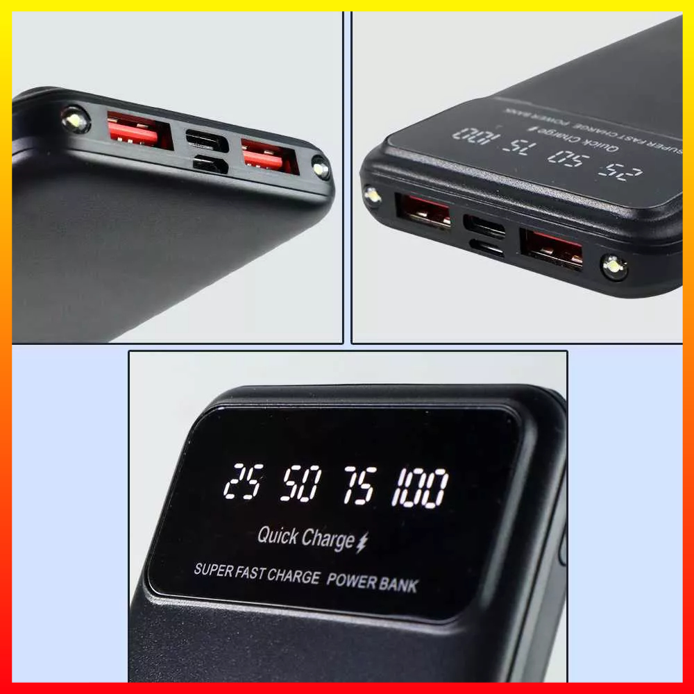 PowerBank Portabel Pengisian Daya Multi-perangkat Layar LED Senter Real Capacity 10000mAh Dual USB Output 22.5W GOOJODOQ PB100W - 7CWB0JBK