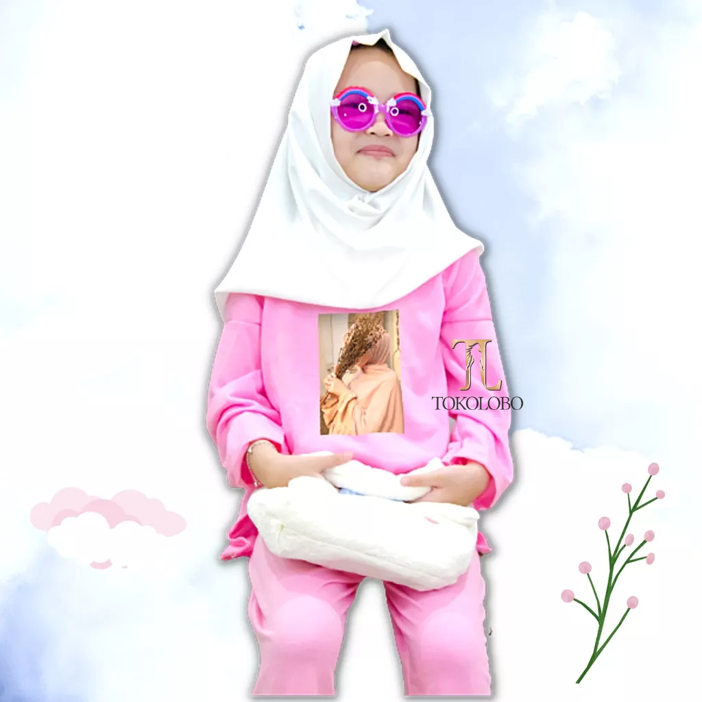 tokolobo 12.12  BIRTHDAY Set Tunik Anak Perempuan Face Flower DTF Print