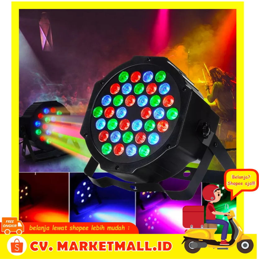 Lampu LED RGB Flash Proyektor Latar Belakang Flood Light DJ Panggung Pernikahan Profesional Port DMX Alien - 7CLL2MBK