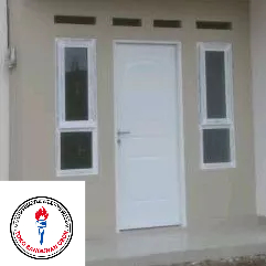 Pintu Kamar Tidur Utama Multifungsi Baja Minimalis Motif Oval Relik Rembulan Corak Garis Warna Putih