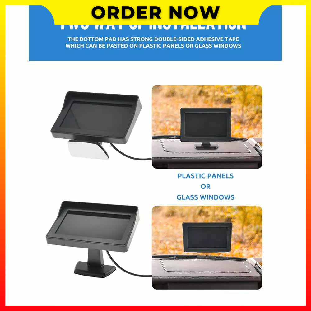 Monitor Belakang Mobil 2 Input Video TFT LCD Parking Aid Reversing Monitor Tampilan Parkir 4.3 Inch MJDOUD 433 - 7CCA04BK