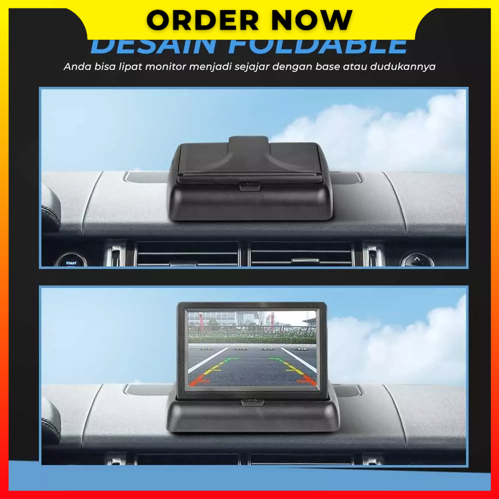 Monitor Belakang Mobil 2 Input Video TFT LCD Parking Aid Reversing Monitor Tampilan Parkir 5 Inch Hadasiton HT5 - 7CCA05BK