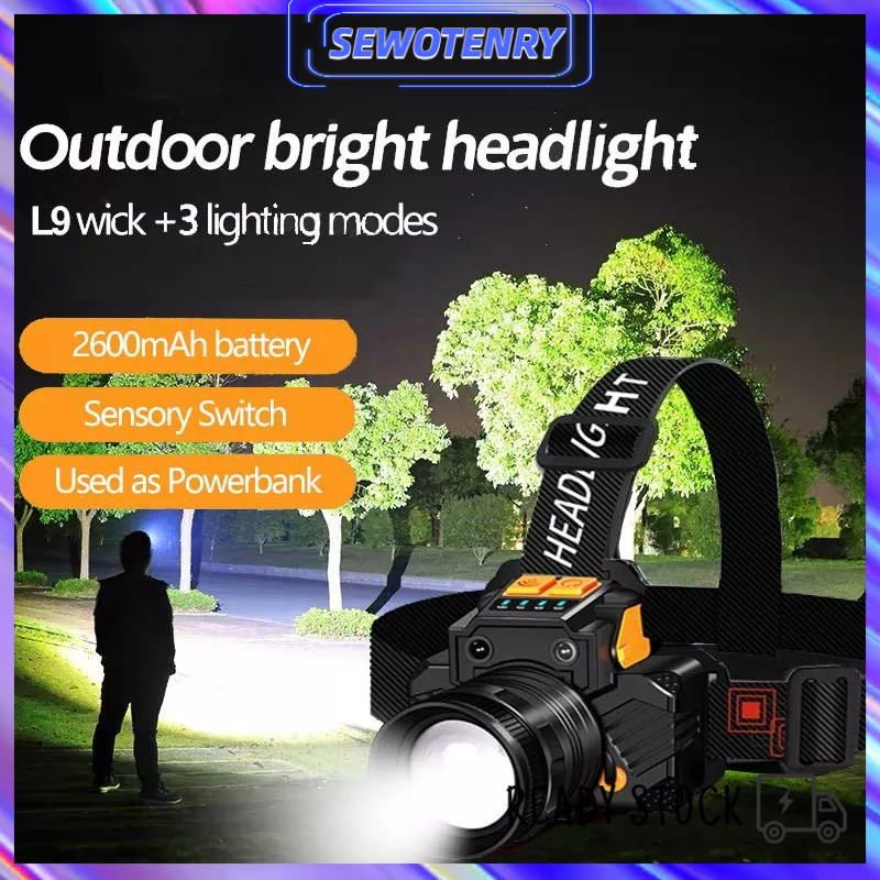 【COD】Senter Kepala Super Terang USB Powerbank/ Lampu Depan Tahan Air LED Glare/ Senter Berkemah LED Glare T8 Zoom Outdoor/ Headlight Headlamp Rechargeable Waterproof/ Lampu Senter Keapala 3 Mode Cas Jarak Jauh Berburu Mancing Cahaya Super Terang K180